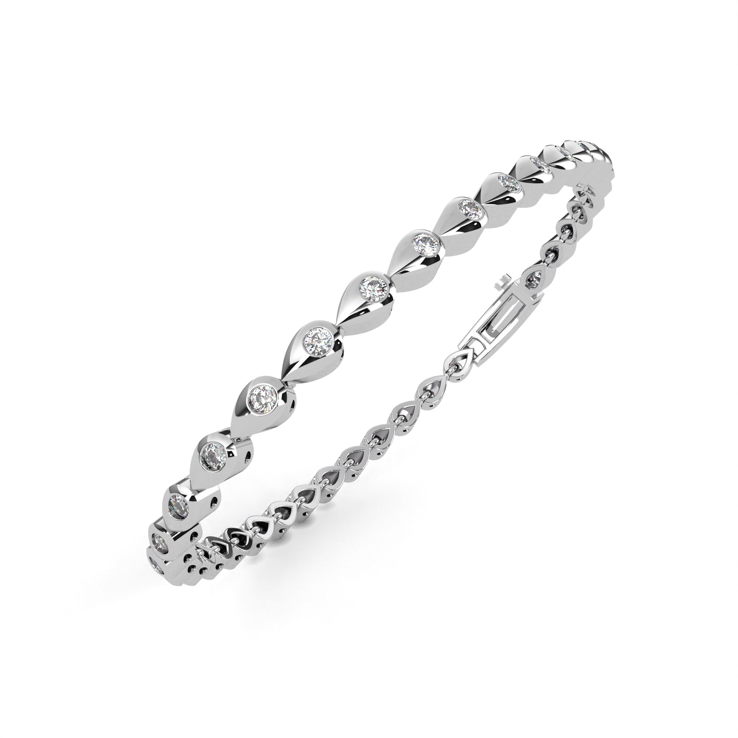 1.2 CTW Round Cut Lab Grown Diamond Flus Gold Bracelet