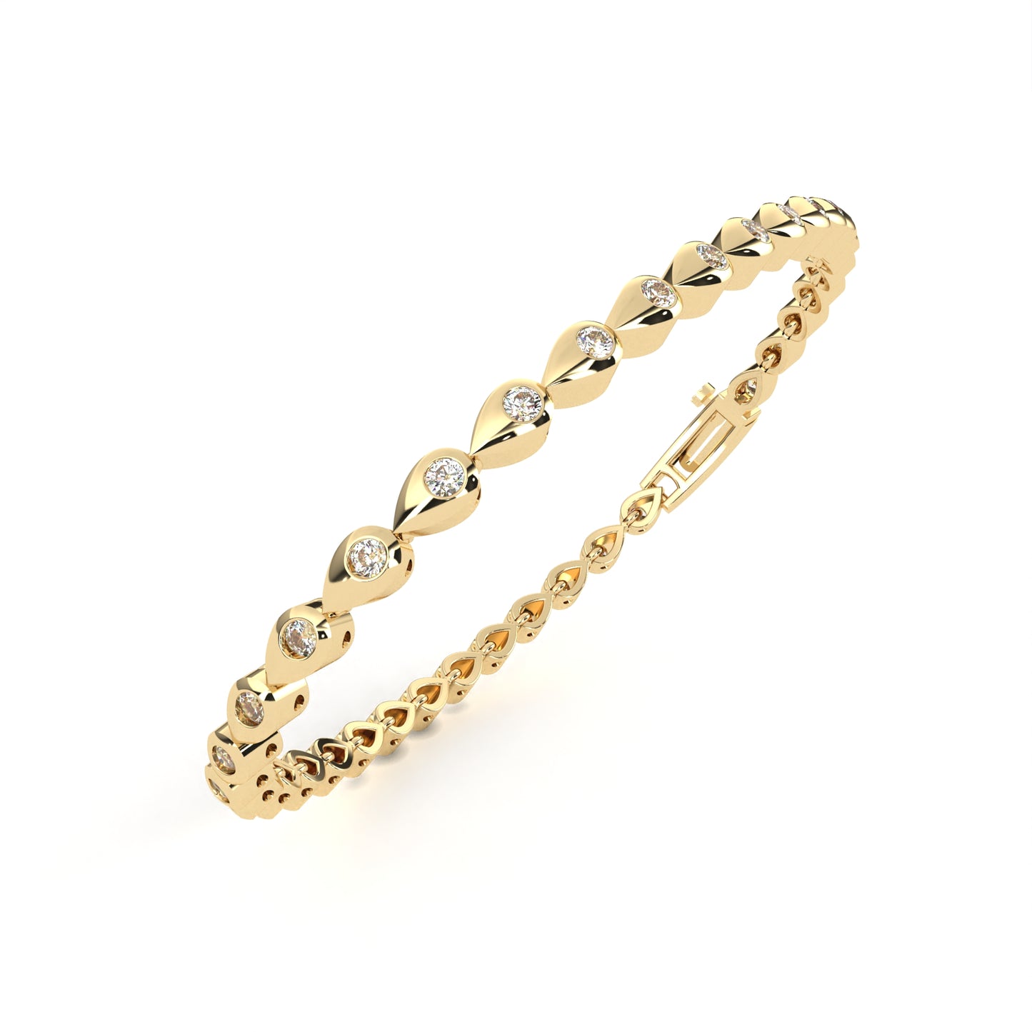 1.2 CTW Round Cut Lab Grown Diamond Flus Gold Bracelet