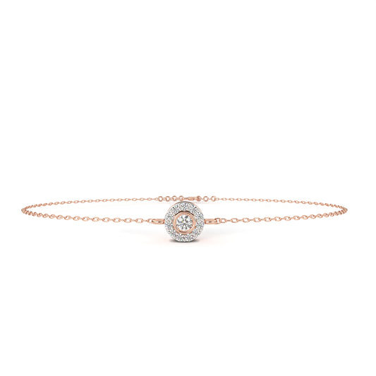 Round Cut Lab Grown Diamond Halo Gold Bracelet