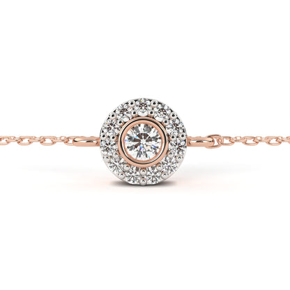 Round Cut Lab Grown Diamond Halo Gold Bracelet