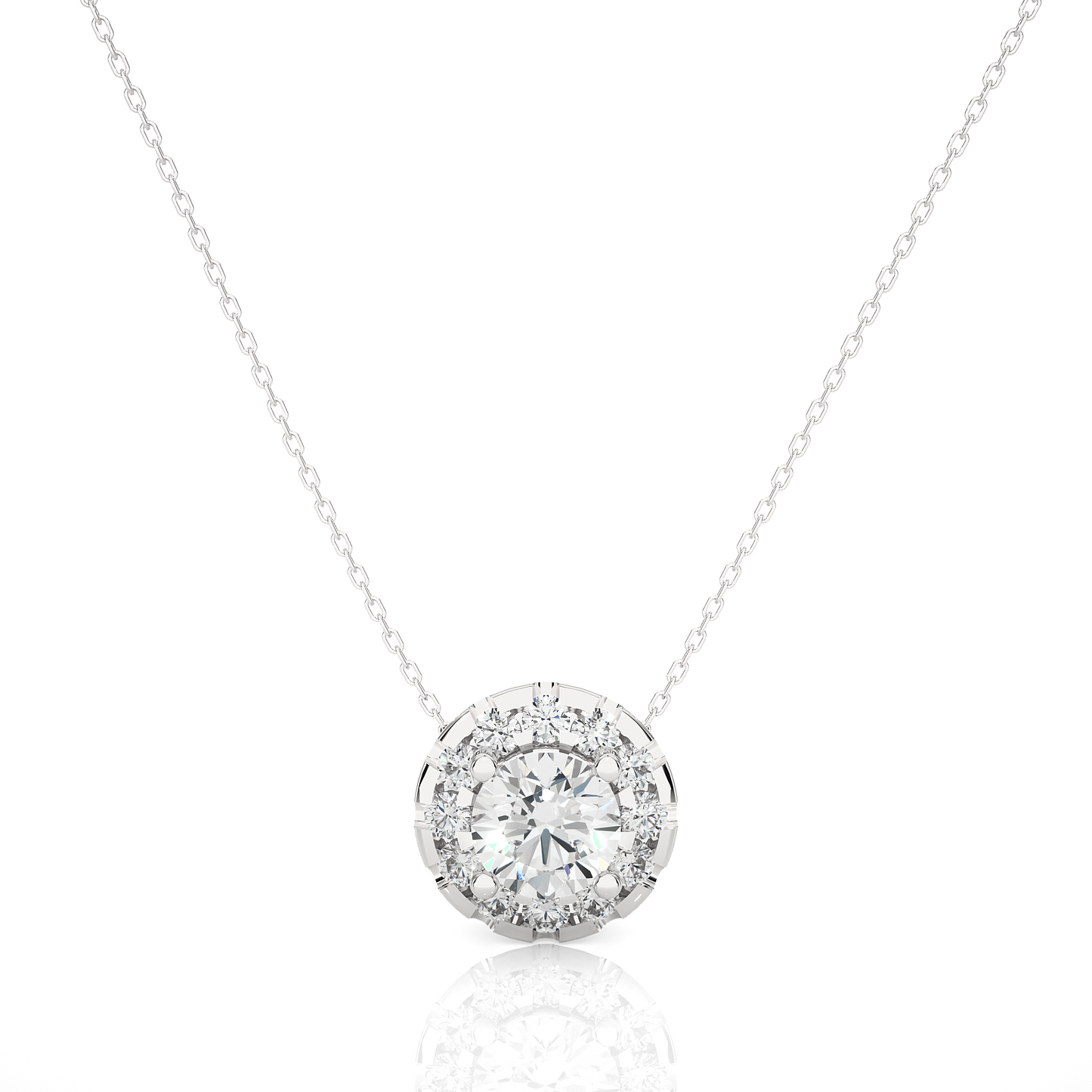 1.02 CT Round Cut Lab Grown Diamond Gold Pendant in Halo Setting