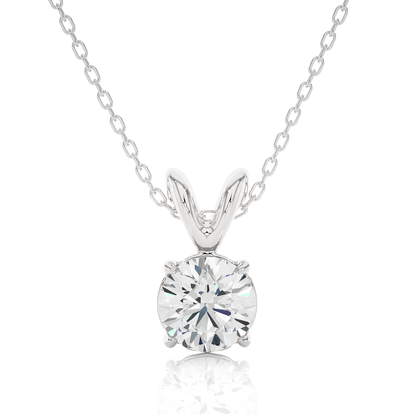 1.03 CT Round Cut Lab Grown Diamond Solitaire Pendant in Prong Setting