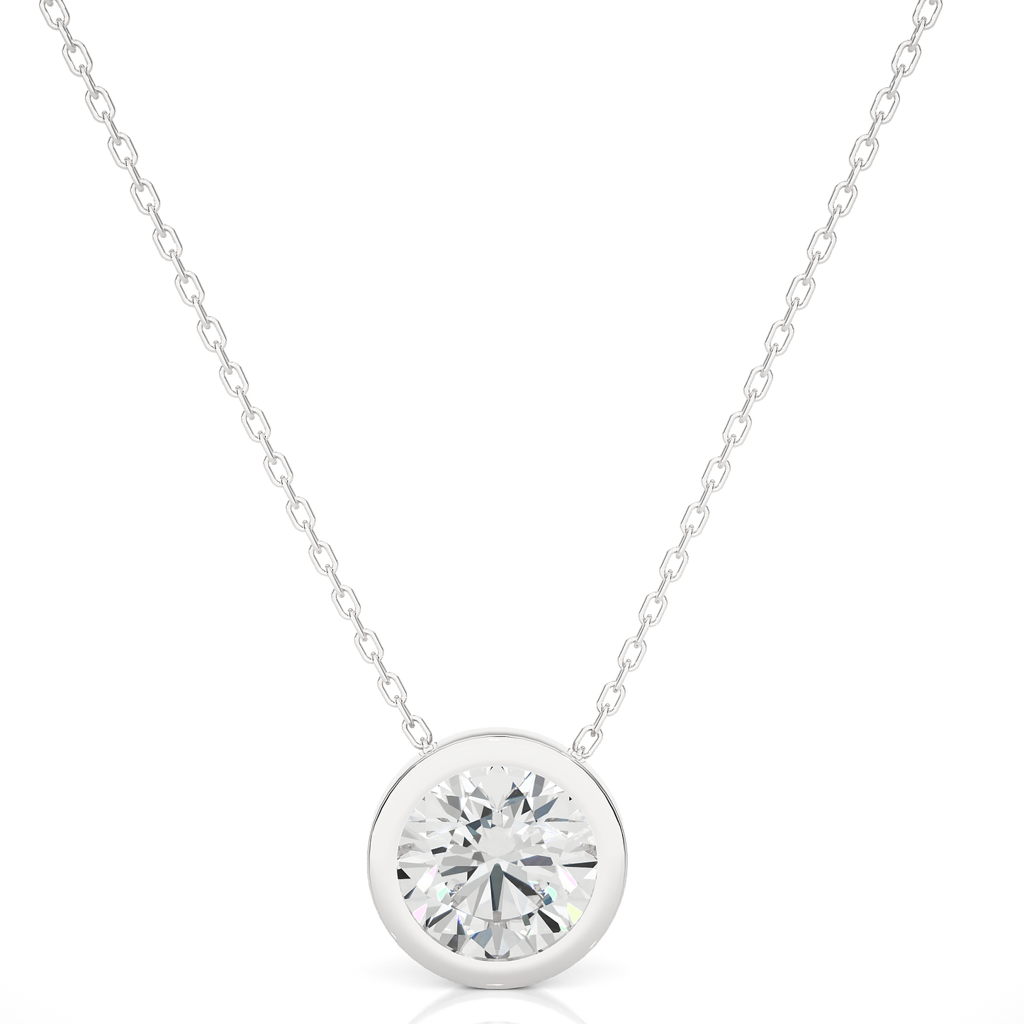 1.08 CT Round Cut Lab Grown Diamond Solitaire Pendant in Bezel Setting