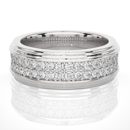 1.03 TCW Round Cut EF/VS Lab Grown Diamond Double Pave Wedding Band