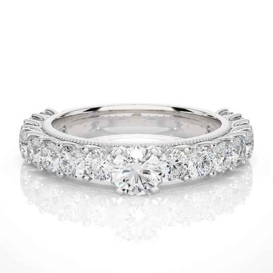 0.5 CT Round Cut Lab Grown Diamond Engagement Ring in Pave Setting