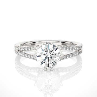 1.08 Ct Round Cut Lab Grown Diamond Split Shank Engagement Ring