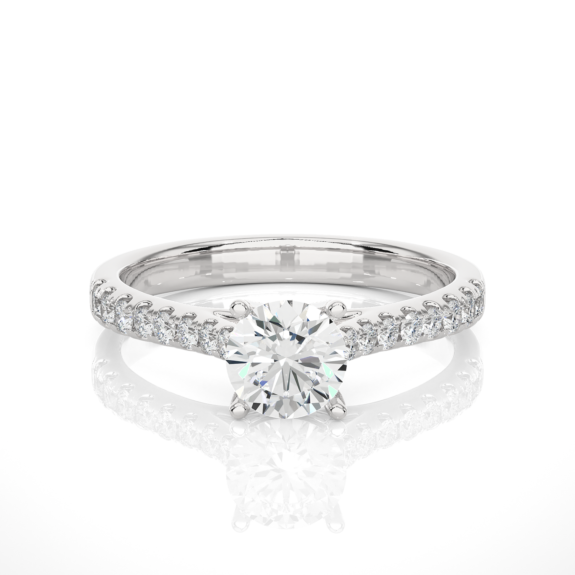 1.0 CT Round Cut Lab Grown Diamond Gold Engagement Ring