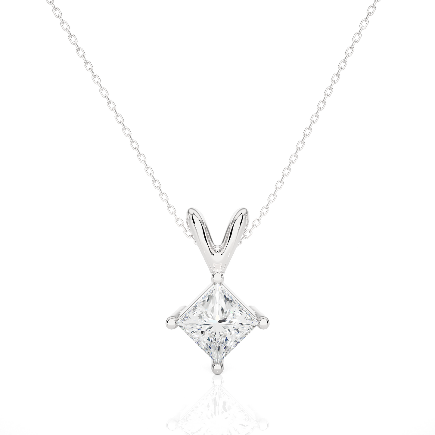 1.15 CT Princess Cut Lab Grown Diamond Solitaire Pendant