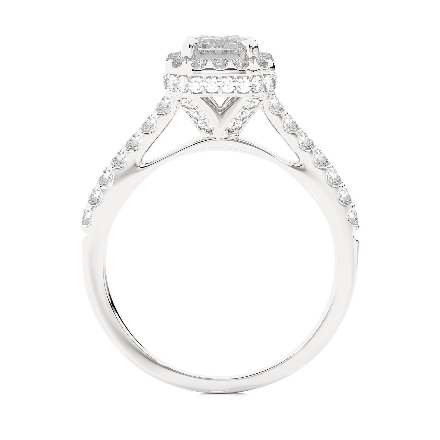 2.5 CT Emerald Cut Lab Grown Diamond Halo Engagement Ring