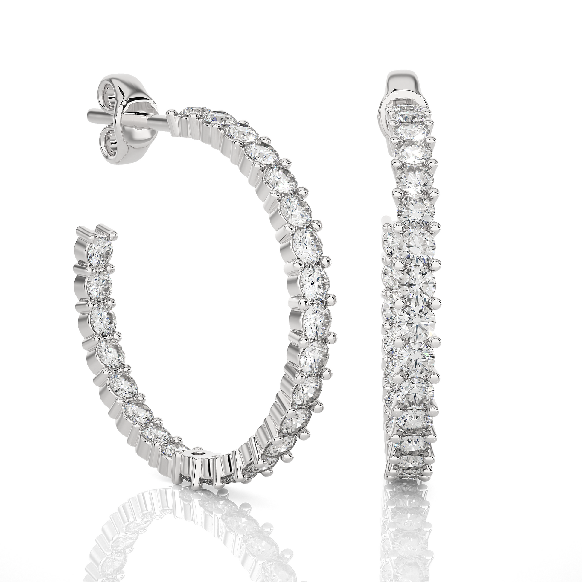Inside-Out Hoops/Round Stone Earrings/Gold CVD Diamond Earring/Anniversary Gift/Solitaire Diamond Stud Earring/1 Ct Diamond Earring/Prong Setting/igi Certified/Stud Earring/Ethical Diamond/Silver Earring/Gold Earring/CVD Diamond Earring/E Color Diamond/VS Clarity Diamond/Manmade Diamond/Lab Grown Diamond/Round Cut Diamond