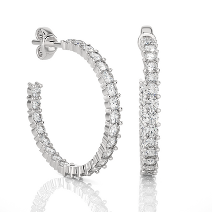 Inside-Out Hoops/Round Stone Earrings/Gold CVD Diamond Earring/Anniversary Gift/Solitaire Diamond Stud Earring/1 Ct Diamond Earring/Prong Setting/igi Certified/Stud Earring/Ethical Diamond/Silver Earring/Gold Earring/CVD Diamond Earring/E Color Diamond/VS Clarity Diamond/Manmade Diamond/Lab Grown Diamond/Round Cut Diamond