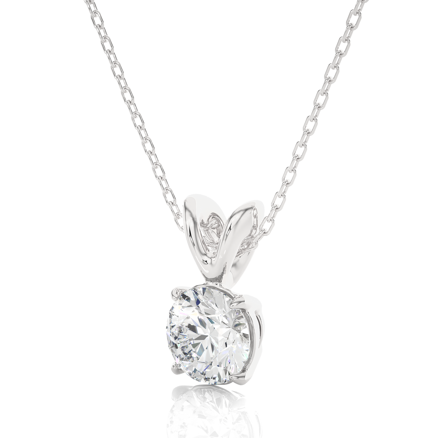 1.03 CT Round Cut Lab Grown Diamond Solitaire Pendant in Prong Setting