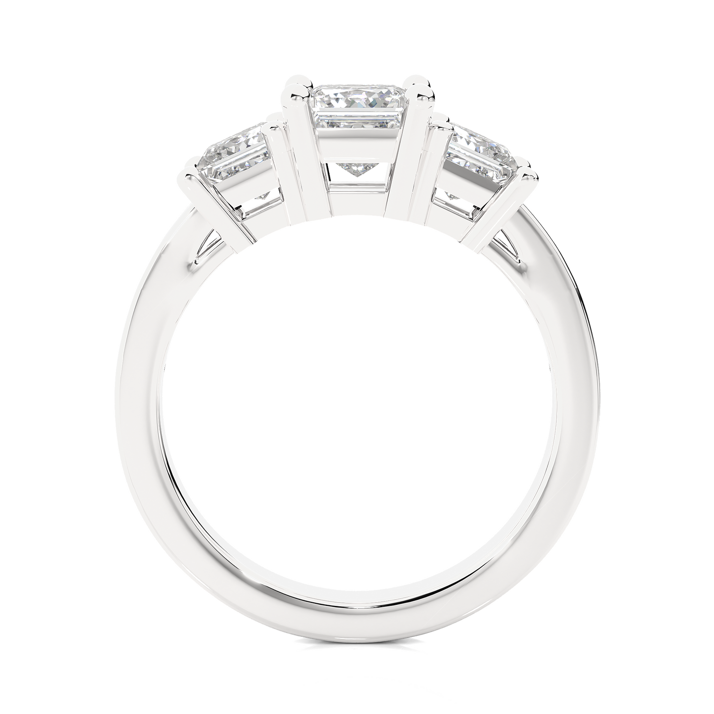 1.44 Ct Princess Cut Lab Grown Diamond Three Stone Gold Engagement Ring