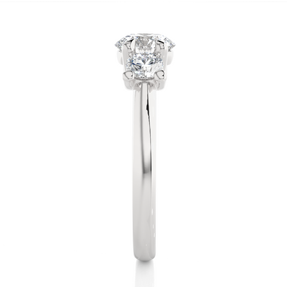 1.35 Ct Round Cut E/VS Lab Grown Diamond Three Stone Engagement Ring