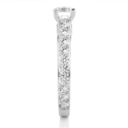 0.85 CT Round Cut Lab Grown Diamond Engagement Ring in Pave Shank