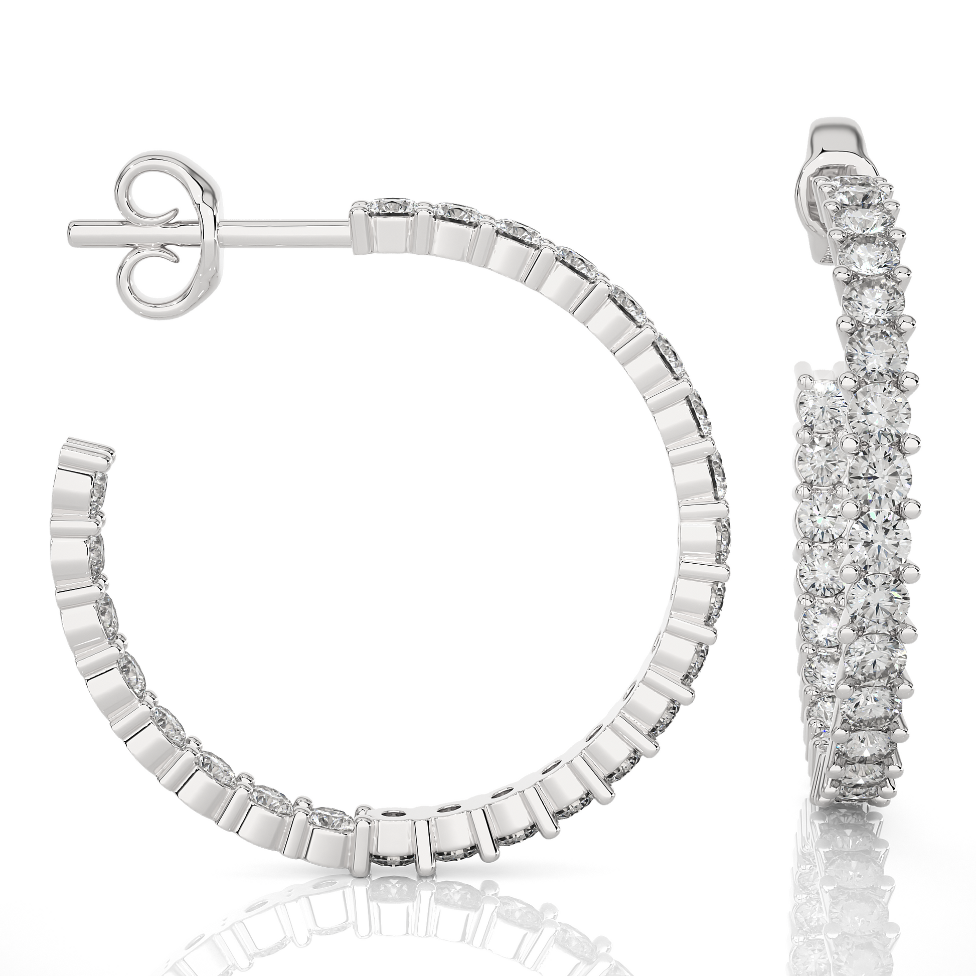 Inside-Out Hoops/Round Stone Earrings/Gold CVD Diamond Earring/Anniversary Gift/Solitaire Diamond Stud Earring/1 Ct Diamond Earring/Prong Setting/igi Certified/Stud Earring/Ethical Diamond/Silver Earring/Gold Earring/CVD Diamond Earring/E Color Diamond/VS Clarity Diamond/Manmade Diamond/Lab Grown Diamond/Round Cut Diamond