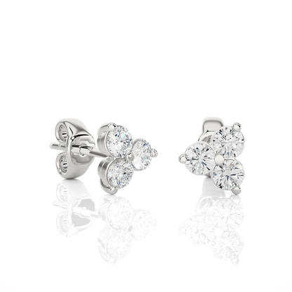 0.66 CTW Round Cut Lab Grown Diamond EF/VS Gold Earring