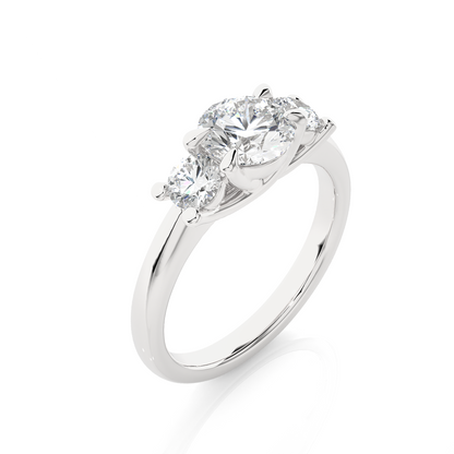 1.35 Ct Round Cut E/VS Lab Grown Diamond Three Stone Engagement Ring