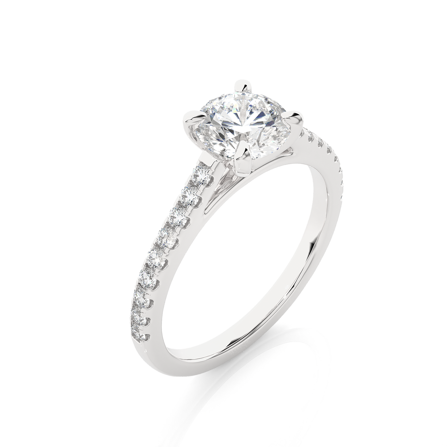 1.58 Ct Round Cut E/VS1 Lab Grown Diamond Pave Engagement Ring