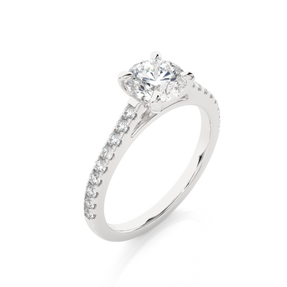 1.58 Ct Round Cut E/VS1 Lab Grown Diamond Pave Engagement Ring