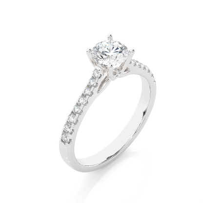 1.0 CT Round Cut Lab Grown Diamond Gold Engagement Ring