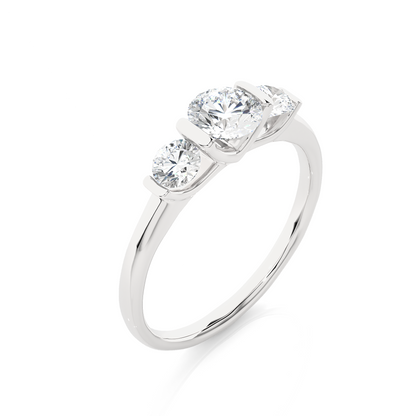 1.0 Ct Round Cut E-VS1 Lab Grown Diamond Three Stone Engagement Ring