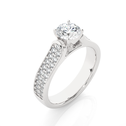 1.08 CT Round Cut E/VS1 Lab Diamond Engagement Ring in Multi-pave Setting