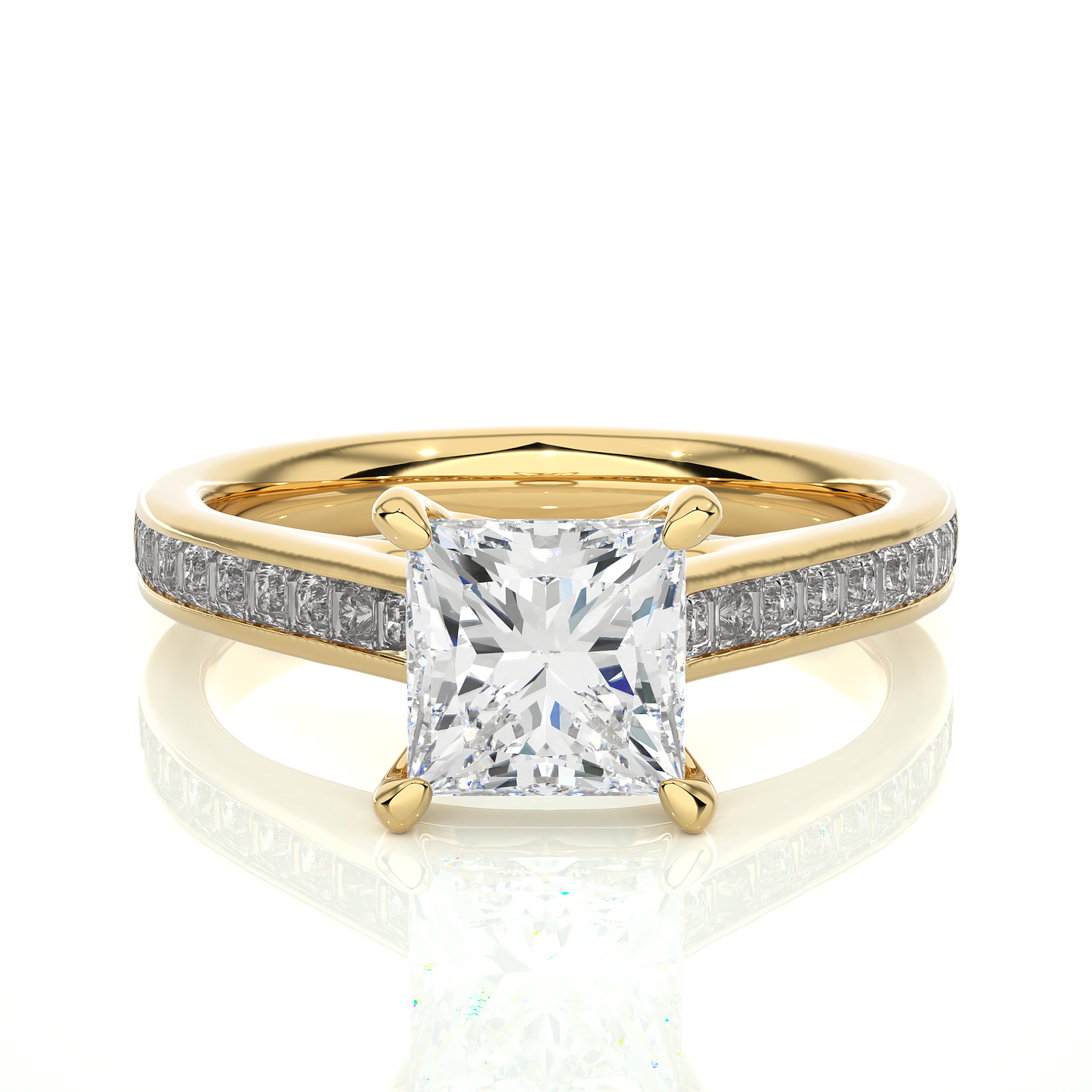 1.95 Ct Princess Cut F/VS1 Lab Grown Diamond Gold Engagement Ring