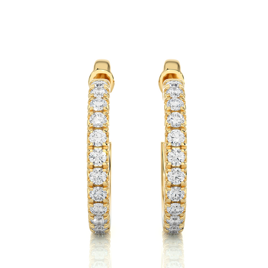 0.76 TCW Round Cut Lab Grown Diamond Yellow Gold Earring