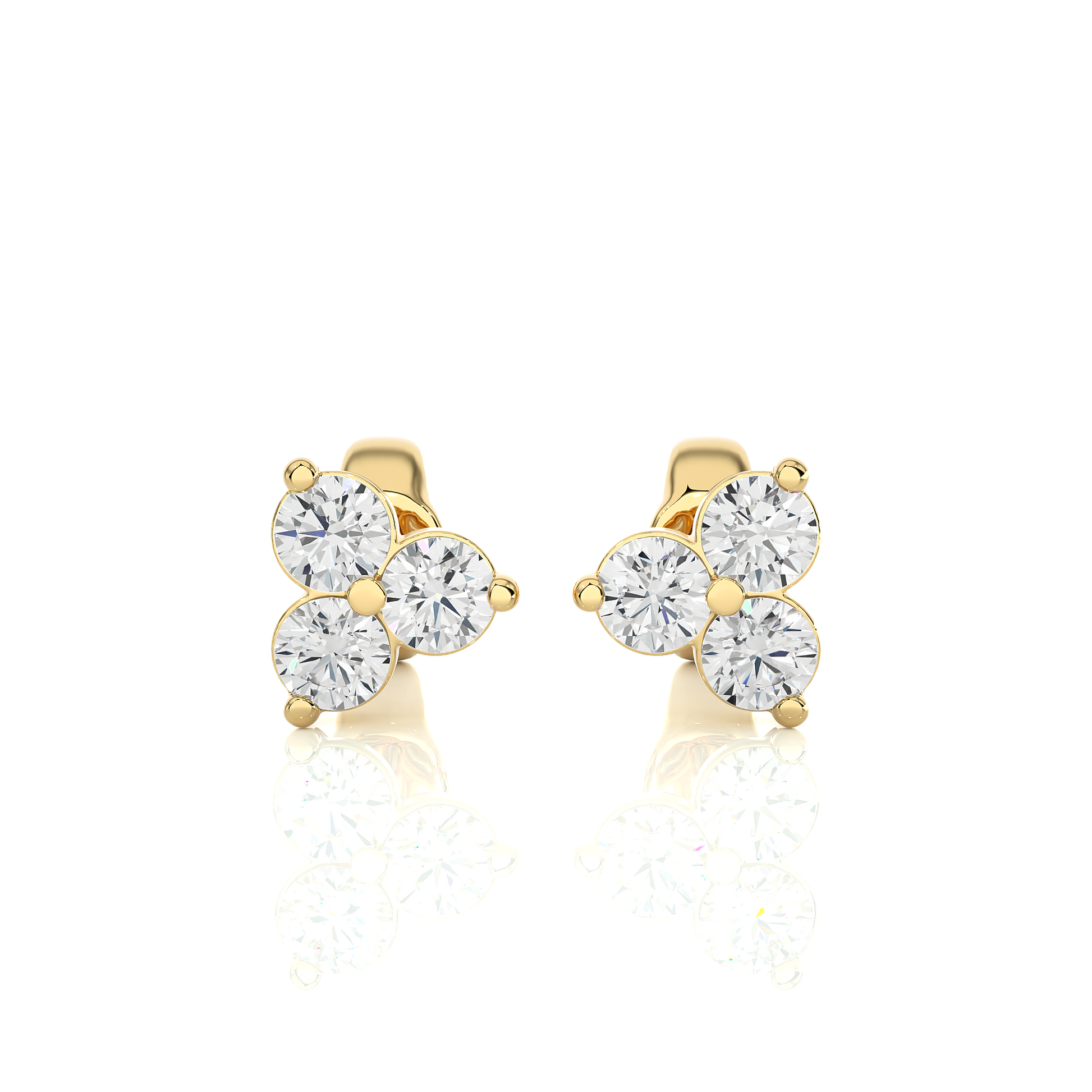 0.66 CTW Round Cut Lab Grown Diamond EF/VS Gold Earring