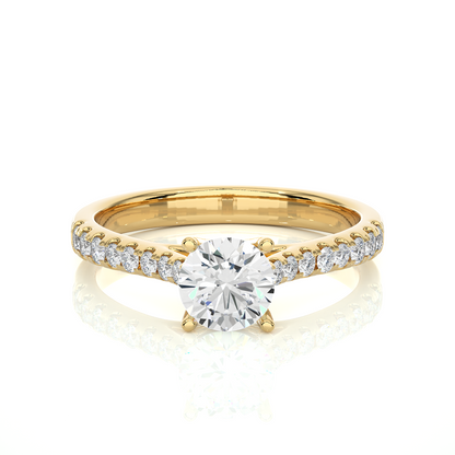 1.0 CT Round Cut Lab Grown Diamond Gold Engagement Ring