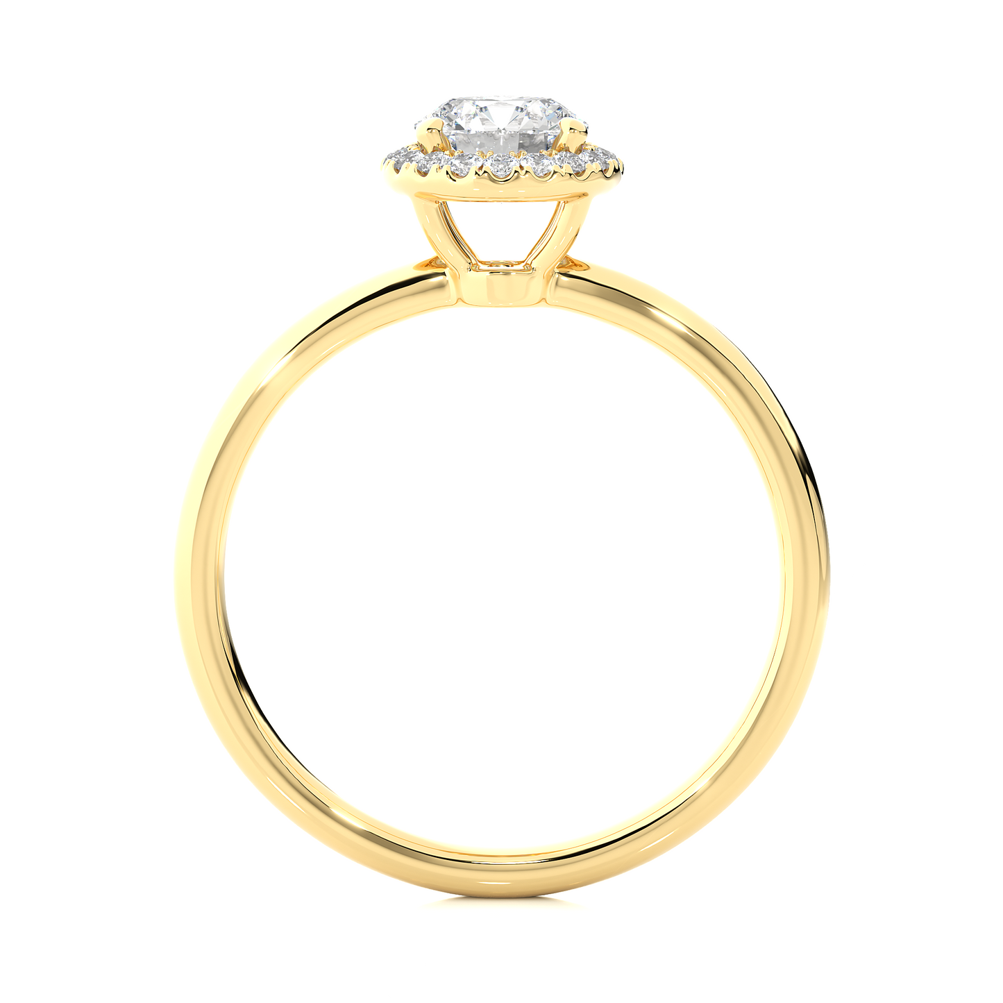 1.00 CT Round Cut E/VS1 Lab Diamond Halo Gold Engagement Ring