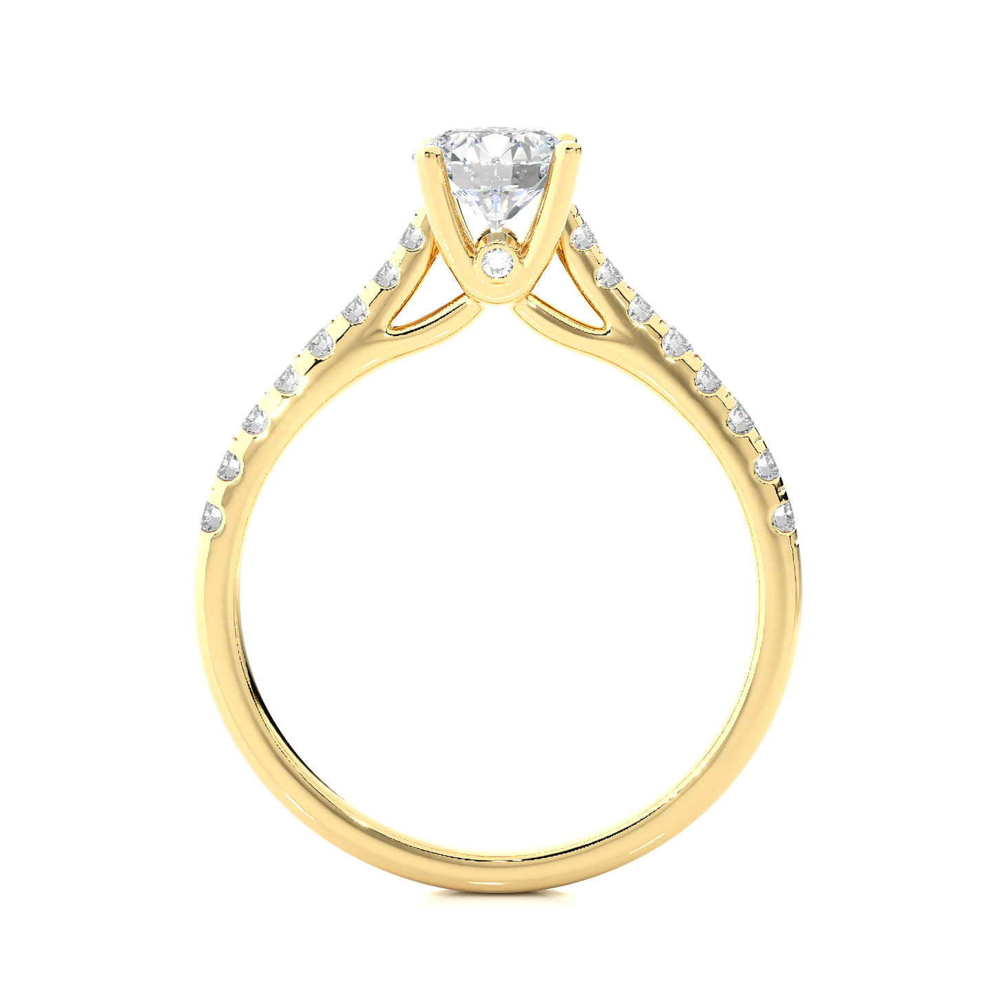 1.0 CT Round Cut Lab Grown Diamond Gold Engagement Ring