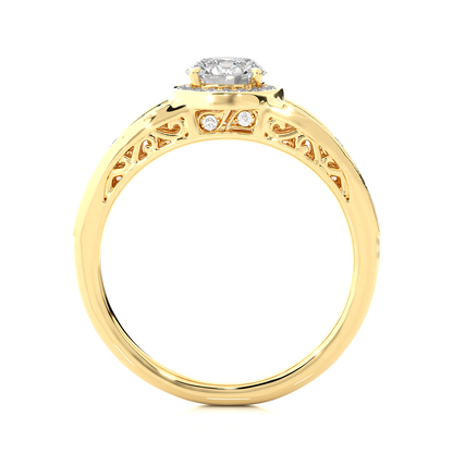 1.0 Ct Round Cut E-VS Lab Grown Diamond Gold Engagement Ring