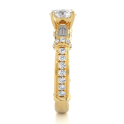 1.36 Ct Round E/VS Cut Lab Grown Diamond Gold Engagement Ring