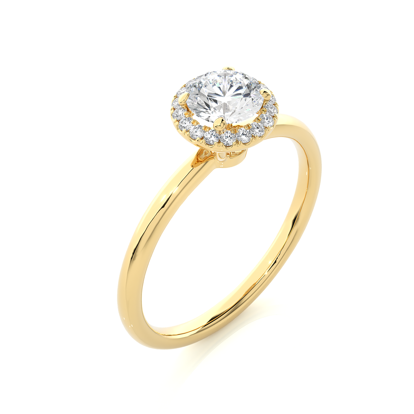 1.00 CT Round Cut E/VS1 Lab Diamond Halo Gold Engagement Ring