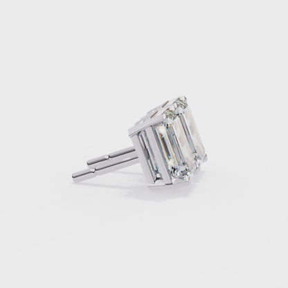 1.2 Ct Emerald Cut Lab Grown Diamond Gold Stud Earring