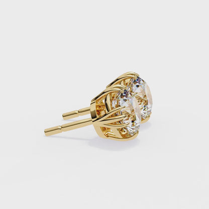 1.4 Ct Round Cut Lab Grown Diamond Stud Gold Earring