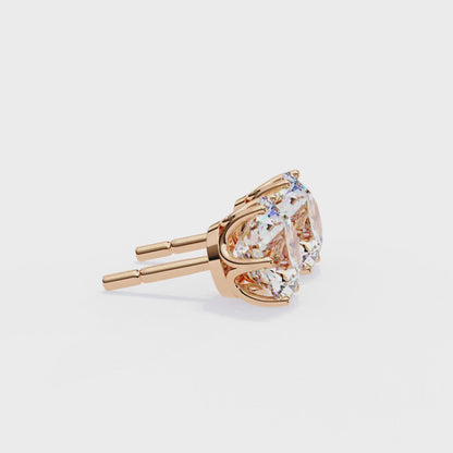 1.28 Ct Round Cut Lab Grown Diamond Rose Gold Stud Earring