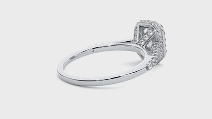 2.5 CT Emerald Cut Lab Grown Diamond Halo Engagement Ring