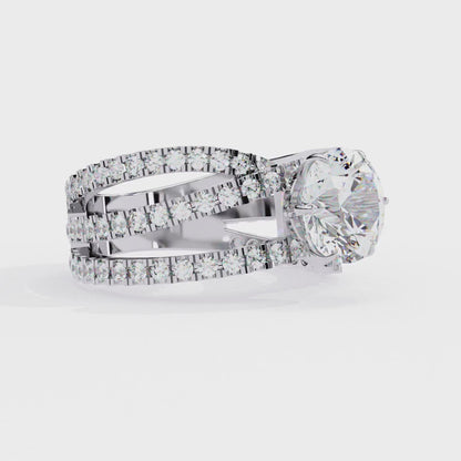 1.00 Ct Round Cut Lab Grown Diamond Crossover Ring