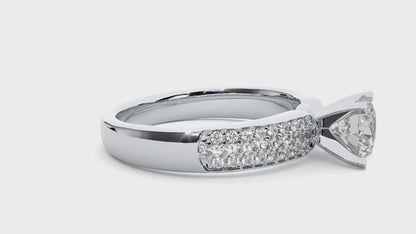 1.07 CT Round Cut Lab Grown Diamond Ring in Multi-pave Shank