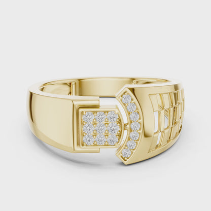 Round Cut Lab Grown Diamond Yellow Gold Engagement Ring
