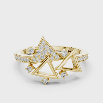 Round Cut Lab Grown Diamond Yellow Gold Ring